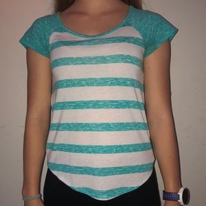 SO Aqua and White Striped T-shirt